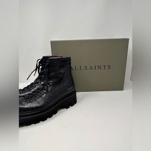 COPY - All Saints Wanda croc emb combat boot. NWT and box. EU38